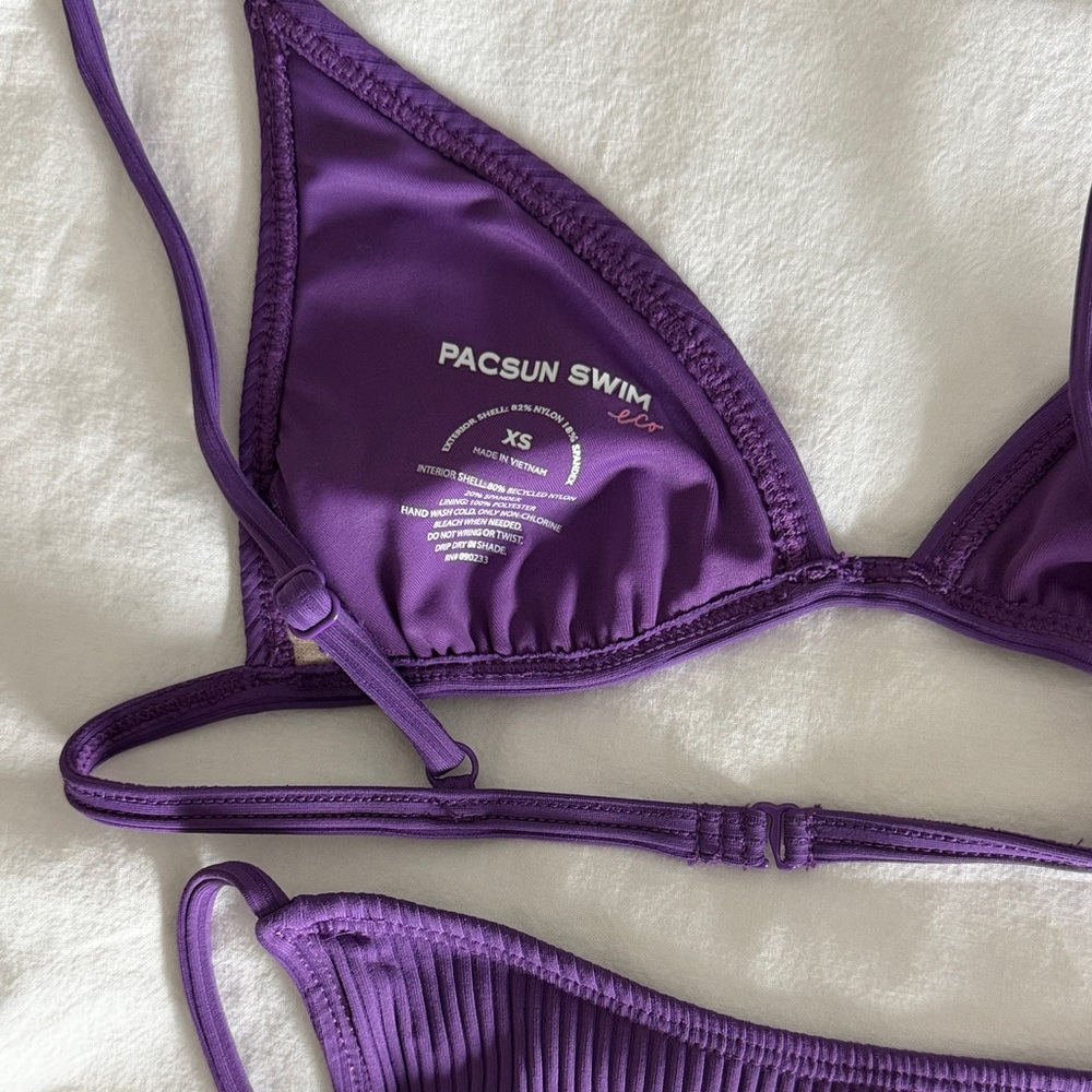 PacSun Purple Ribbed Triangle Bikini - Picture 2 of 2